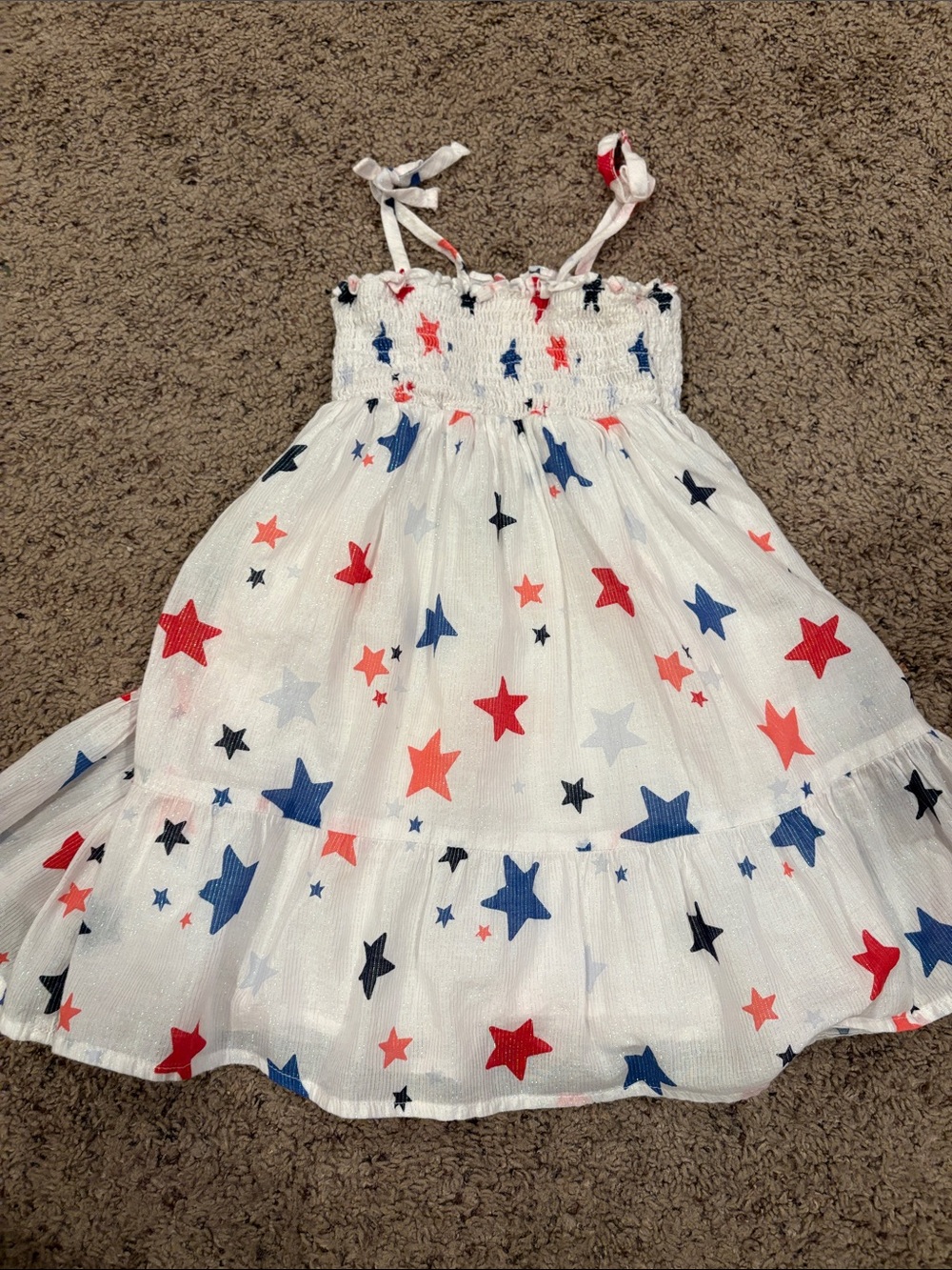 Cat & Jack White Sundress with Red & Blue Stars